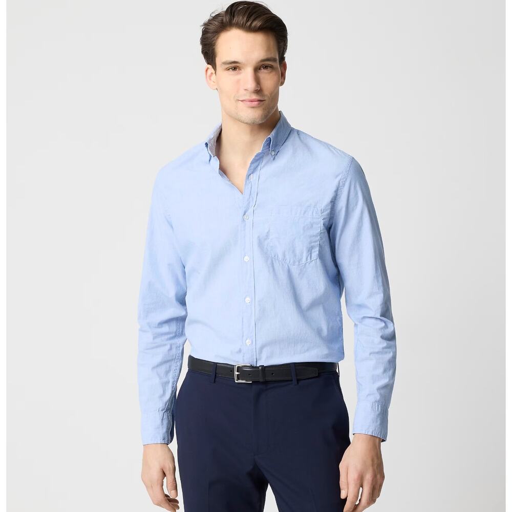 J.Crew Slim Untucked Flex Casual Shirt Button Down Waterfall Blue Mens Large NWT